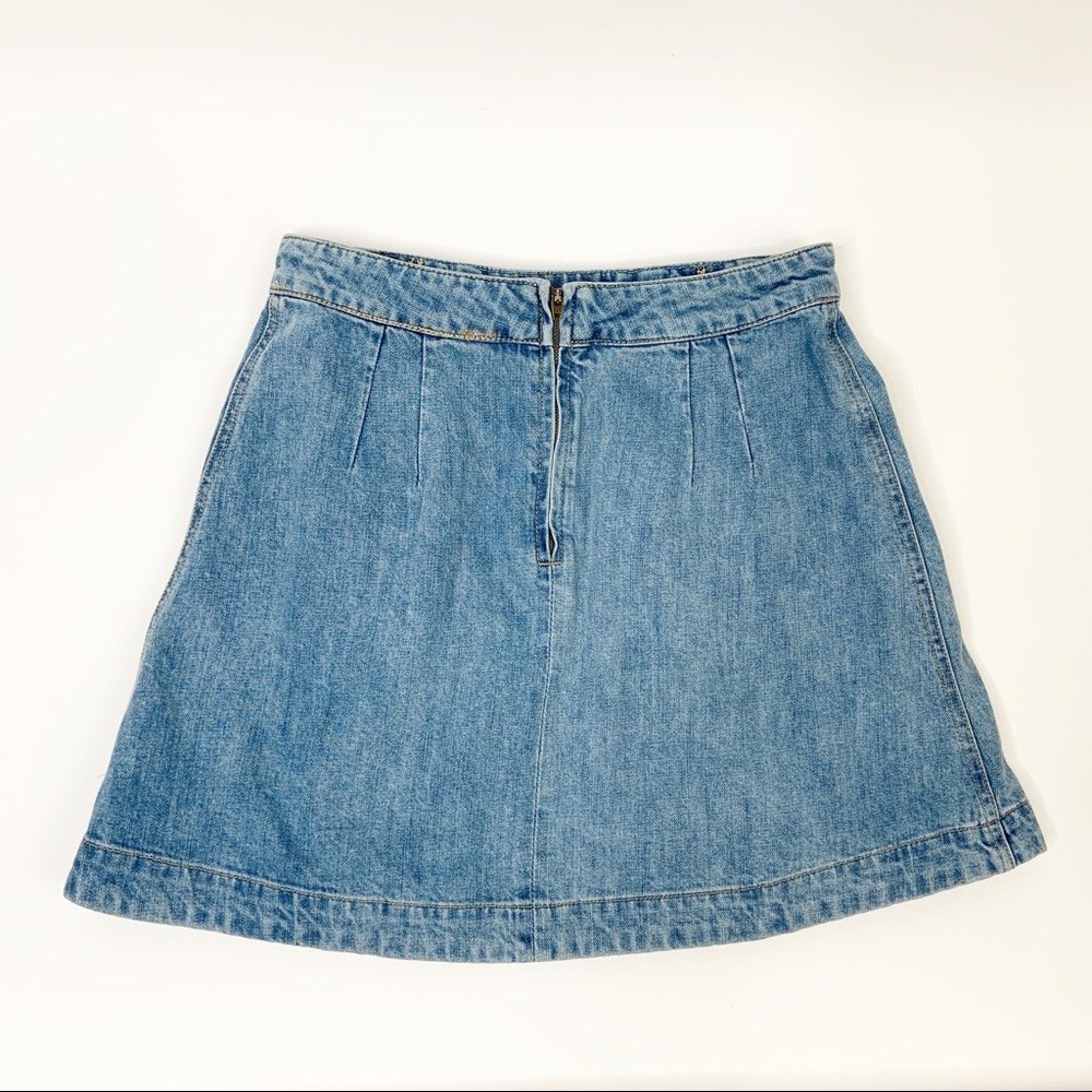Free People Lace Up Mini Denim Jean Skirt Size 8 - Picture 8 of 11